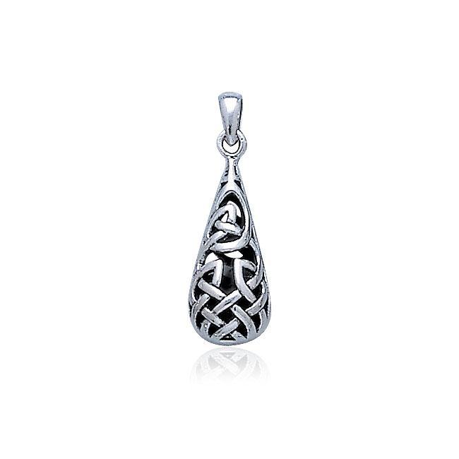 Celtic Knotwork Teardrop Silver Pendant TP544