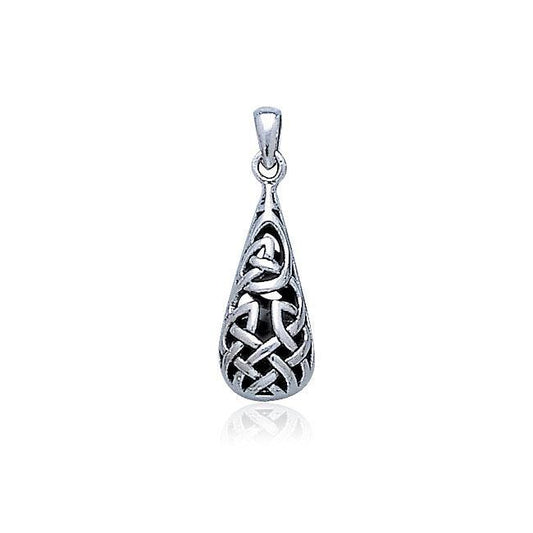 Celtic Knotwork Teardrop Silver Pendant TP544