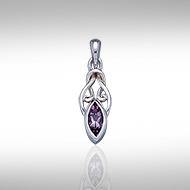 Celtic with Marquise Gemstone Silver Pendant TP856