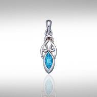 Celtic with Marquise Gemstone Silver Pendant TP856