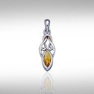 Celtic with Marquise Gemstone Silver Pendant TP856