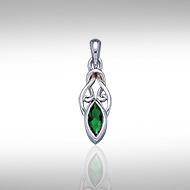 Celtic with Marquise Gemstone Silver Pendant TP856