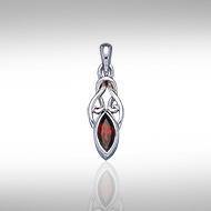 Celtic with Marquise Gemstone Silver Pendant TP856