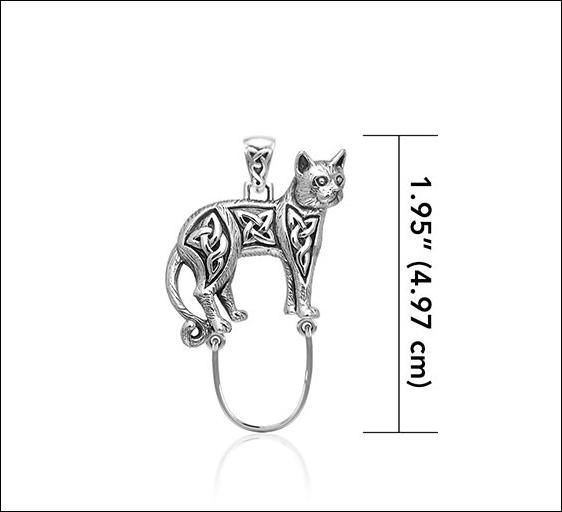 Celtic Cat Silver Charm Holder Pendant TPD5101