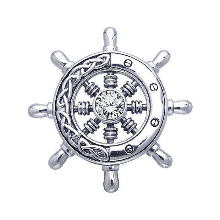 Large Celtic Ship Wheel ~ Sterling Silver Pendant Jewelry TPD069