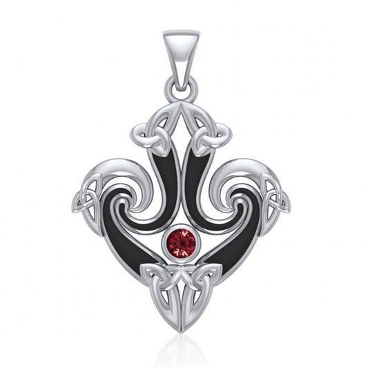 Silver Mondern Celtic Triquetra Pendant with Gemstones and Enamel TPD1271