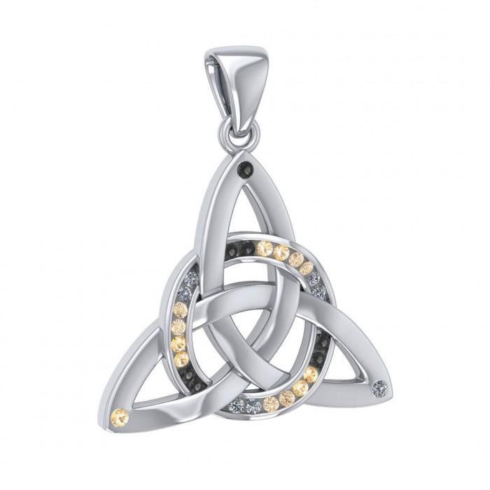 Celtic Knotwork Trinity Silver Pendant and Gemstones TPD1810