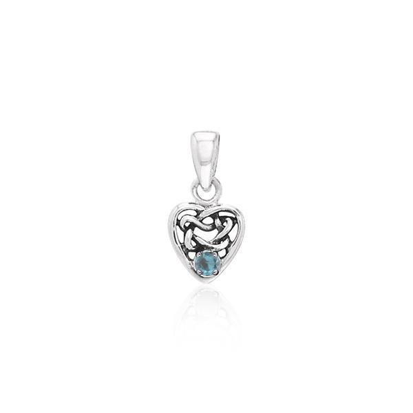 Celtic Knotwork Heart Birthstone Sterling Silver Pendant TPD2897