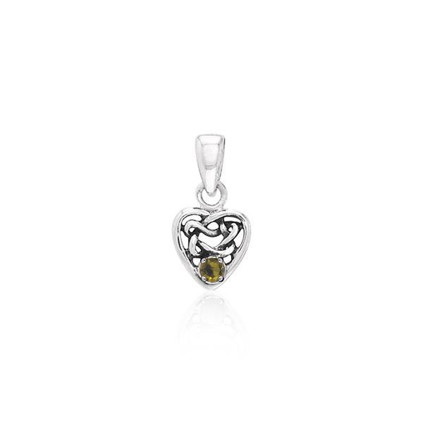 Celtic Knotwork Heart Birthstone Sterling Silver Pendant TPD2897