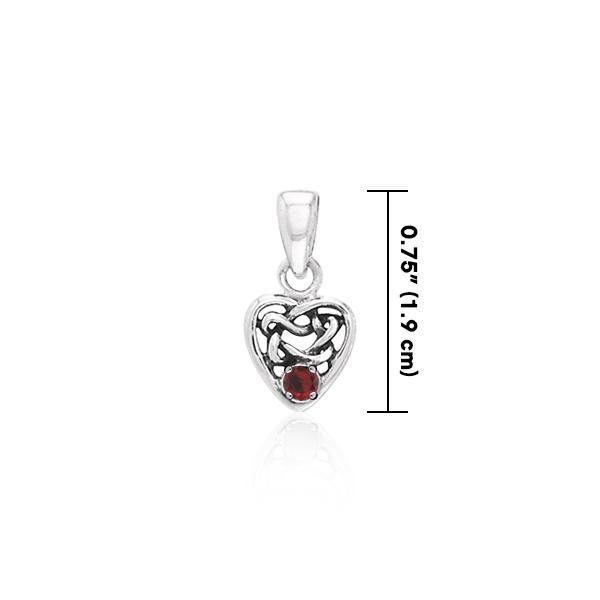 Celtic Knotwork Heart Birthstone Sterling Silver Pendant TPD2897
