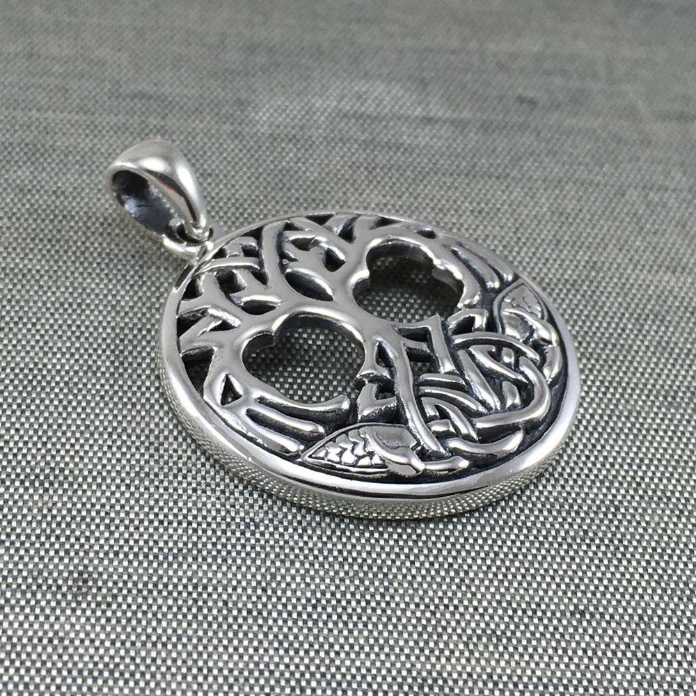 Interwoven with Birds in the Celtic Tree of Life ~ Sterling Silver Jewelry Pendant TPD3019