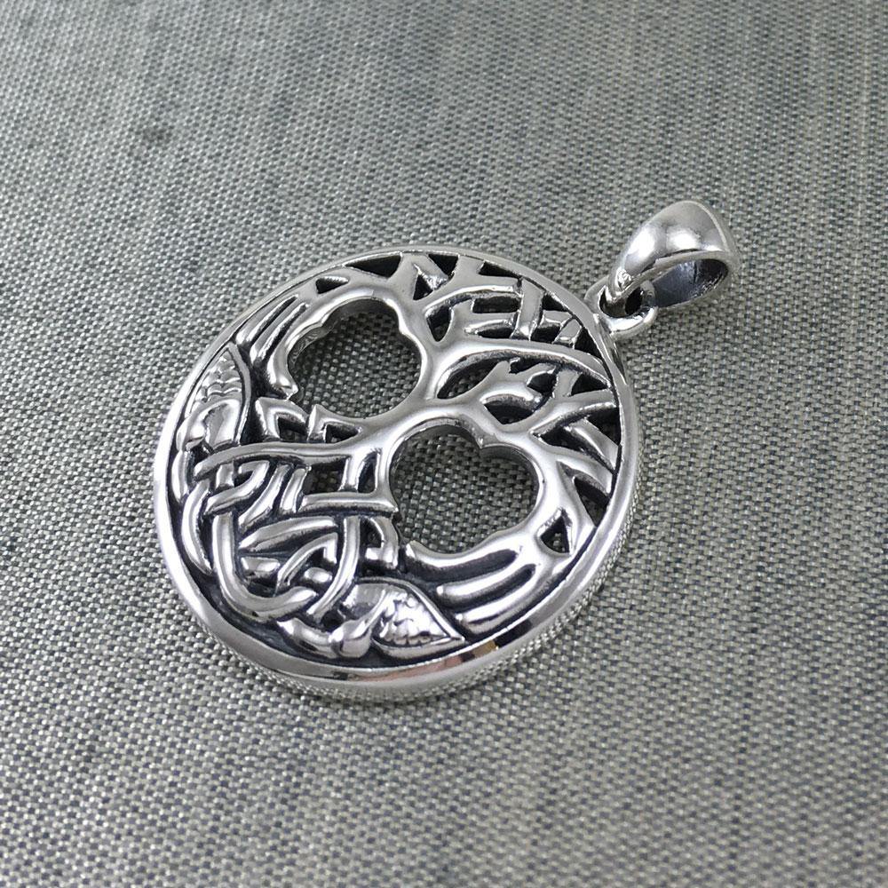 Interwoven with Birds in the Celtic Tree of Life ~ Sterling Silver Jewelry Pendant TPD3019