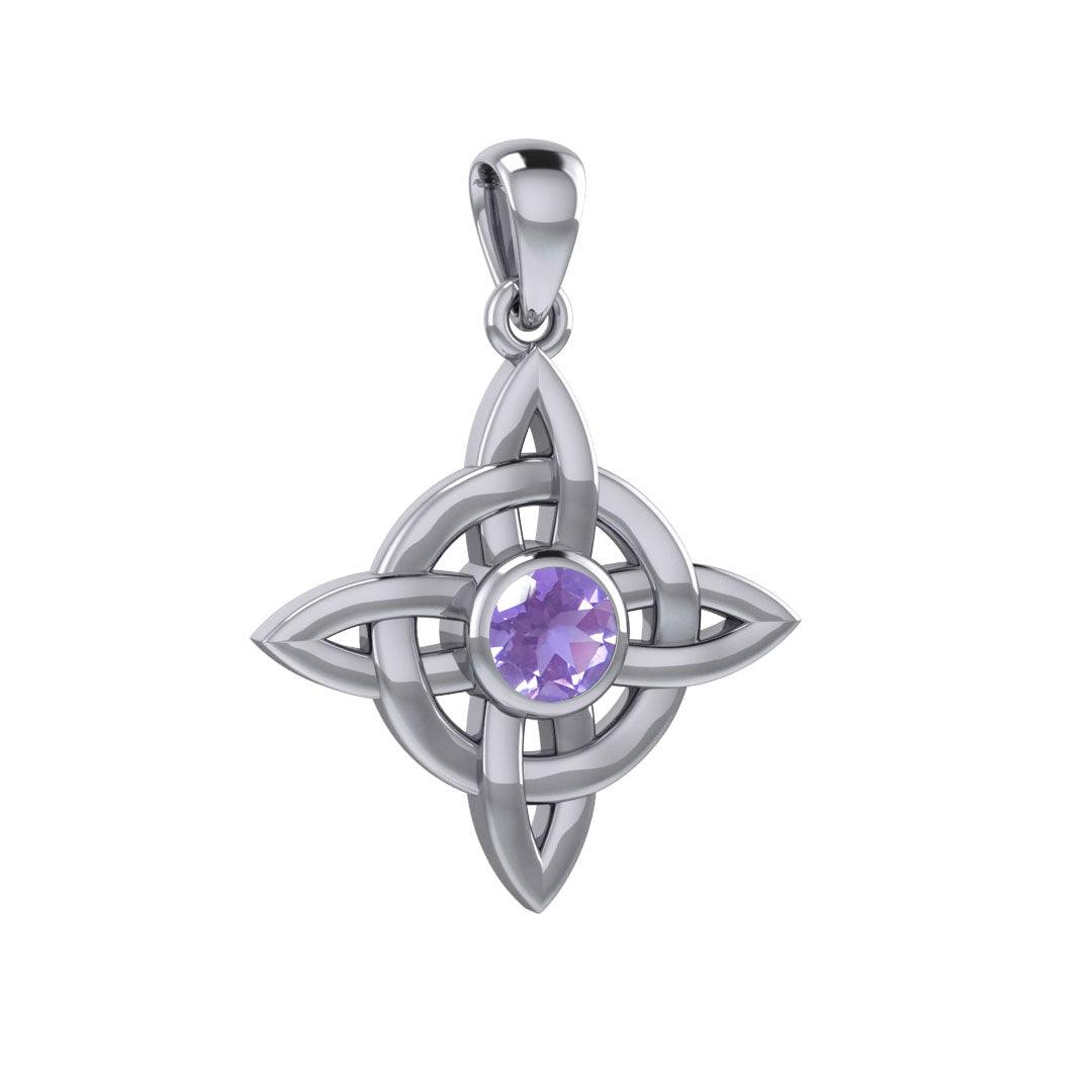 Celtic Quaternary Knot Silver Pendant with Gemstone TPD3028