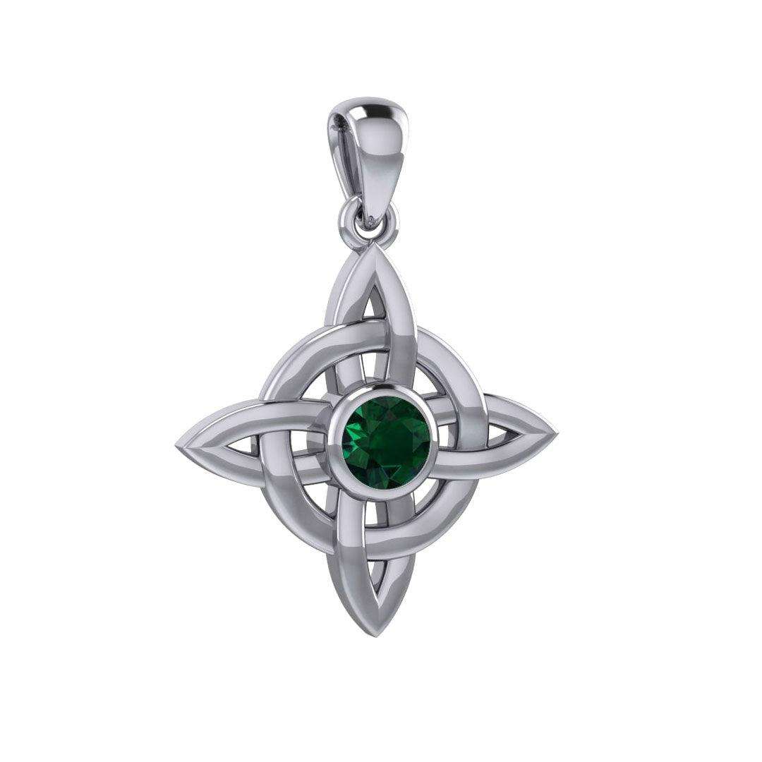 Celtic Quaternary Knot Silver Pendant with Gemstone TPD3028