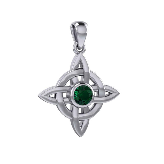 Celtic Quaternary Knot Silver Pendant with Gemstone TPD3028