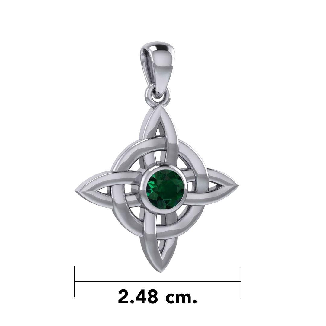 Celtic Quaternary Knot Silver Pendant with Gemstone TPD3028
