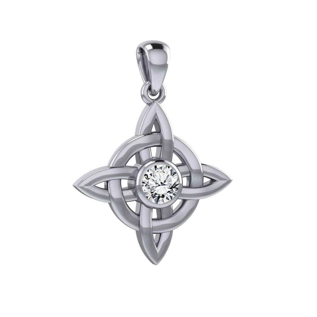 Celtic Quaternary Knot Silver Pendant with Gemstone TPD3028