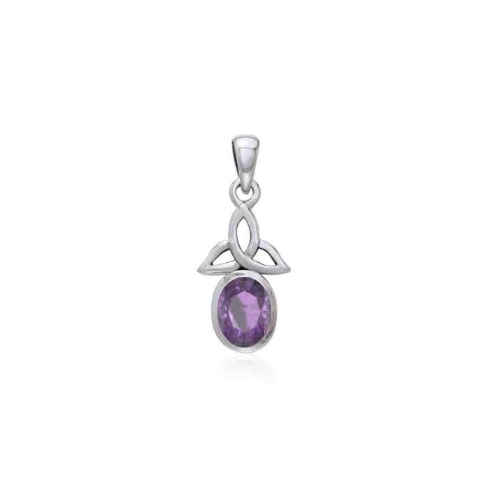 The Celtic Trinity Knot Silver Pendant with Gemstone TPD3030
