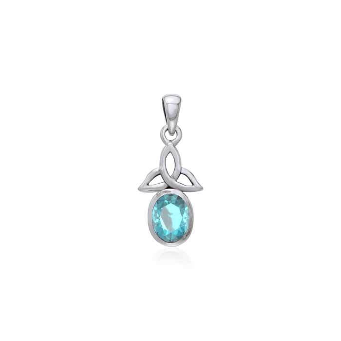 The Celtic Trinity Knot Silver Pendant with Gemstone TPD3030