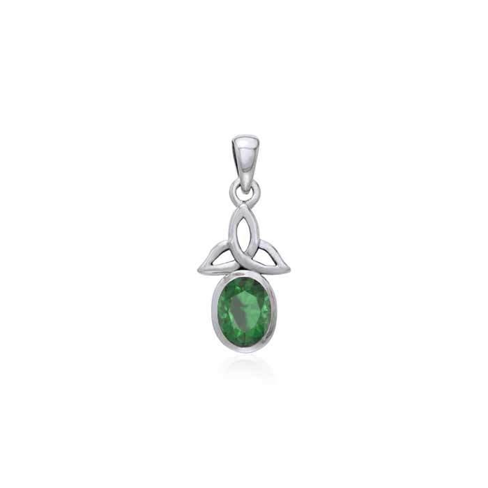 The Celtic Trinity Knot Silver Pendant with Gemstone TPD3030