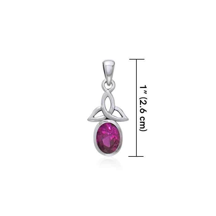 The Celtic Trinity Knot Silver Pendant with Gemstone TPD3030