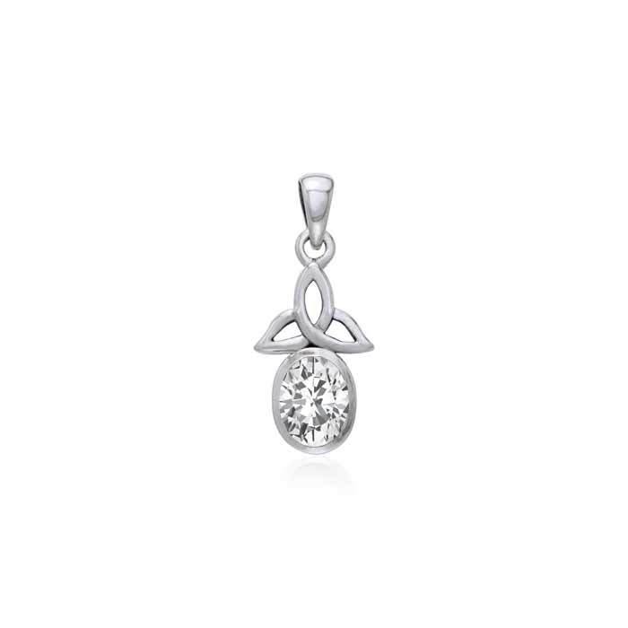 The Celtic Trinity Knot Silver Pendant with Gemstone TPD3030