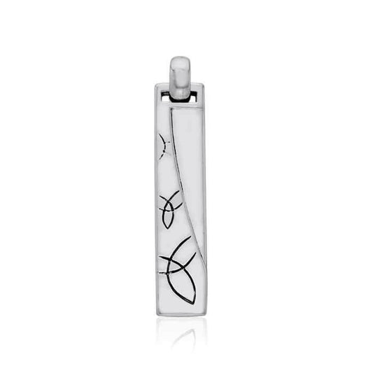 The Celtic Trinity Knot Rectangle Silver Pendant TPD3037