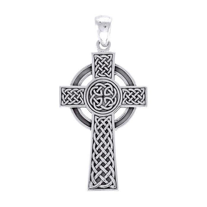 Large Celtic Cross Silver Pendant TPD3693