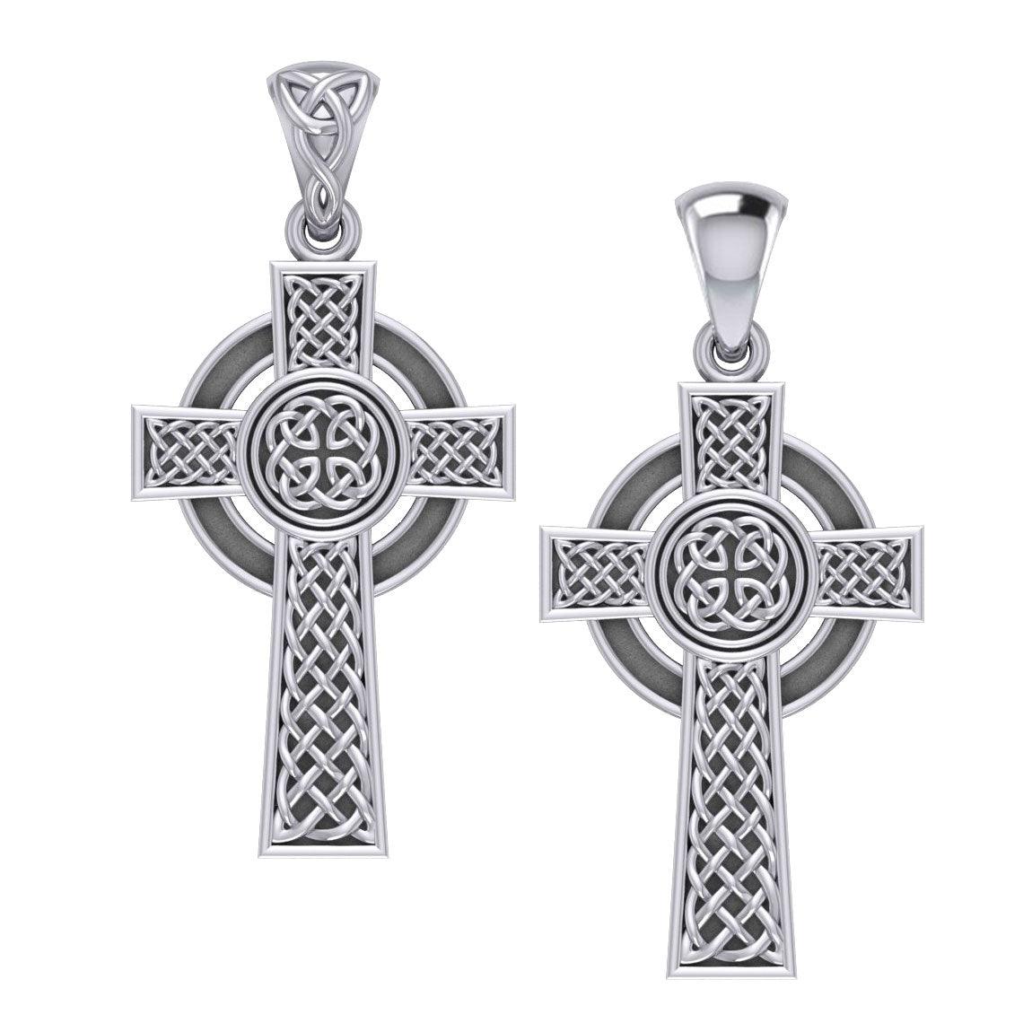 Large Reversible Celtic Cross Silver Pendant TPD3726