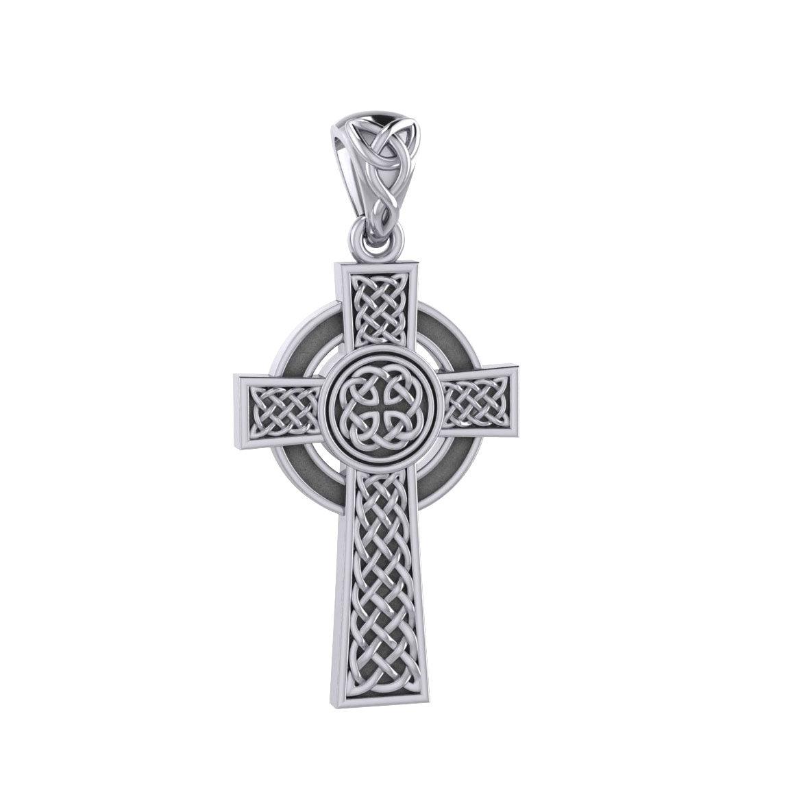 Large Reversible Celtic Cross Silver Pendant TPD3726