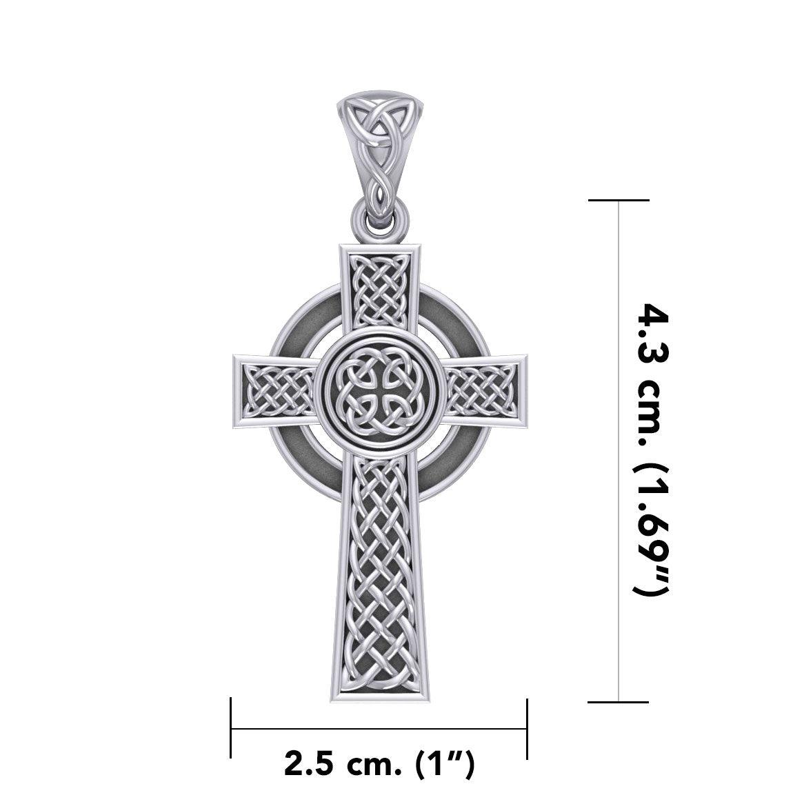 Large Reversible Celtic Cross Silver Pendant TPD3726