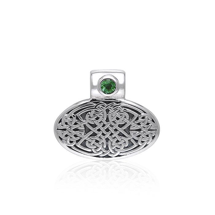 Celtic Knotwork Silver Pendant with Gem TPD377