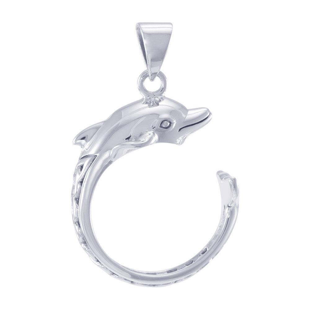Celtic Accent Dolphin Sterling Silver Pendant TPD4839