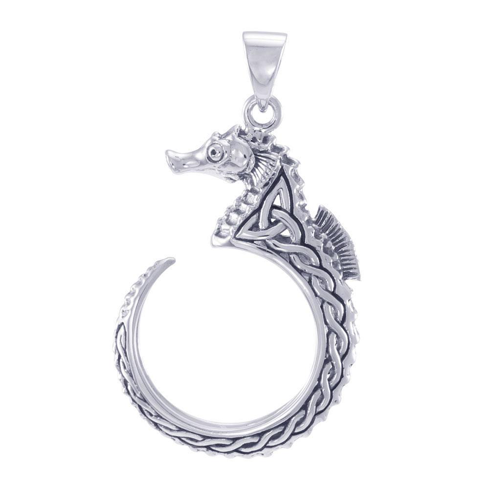 Celtic Accent Seahorse Sterling Silver Pendant TPD4841