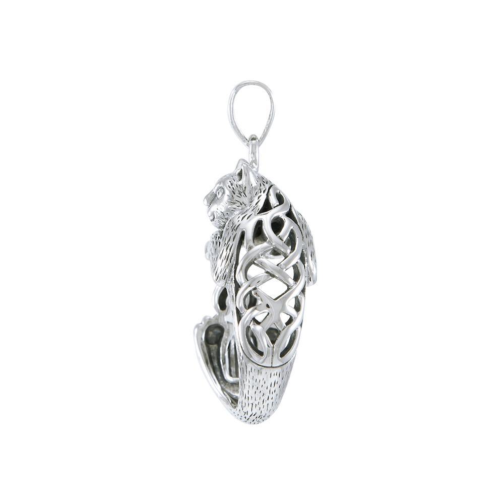 Sterling Silver Celtic Cat Pendant TPD4853