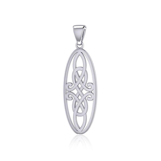 Celtic Woven Design in Oval Shape Silver Pendant TPD5233