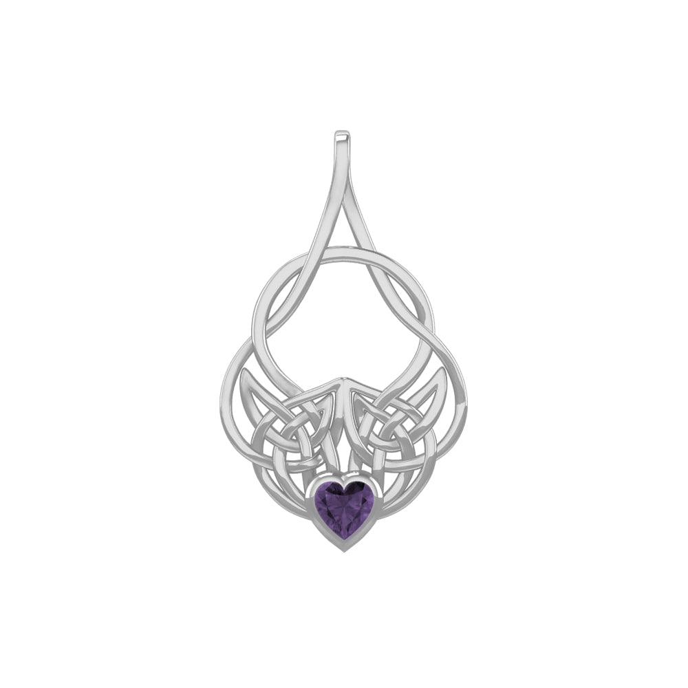 Celtic Knotwork Silver Pendant with Heart Gemstone TPD5292