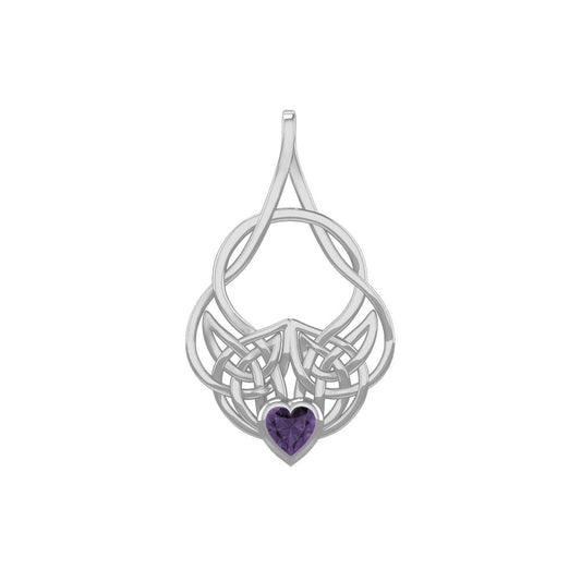 Celtic Knotwork Silver Pendant with Heart Gemstone TPD5292
