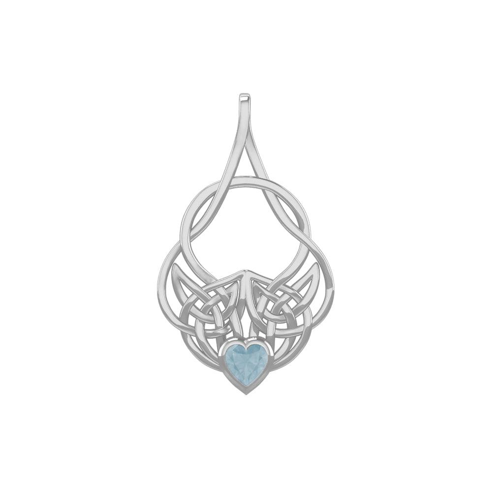 Celtic Knotwork Silver Pendant with Heart Gemstone TPD5292