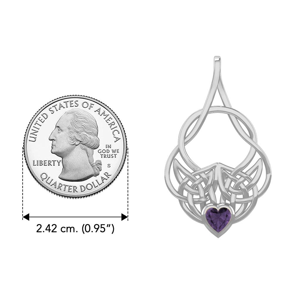 Celtic Knotwork Silver Pendant with Heart Gemstone TPD5292