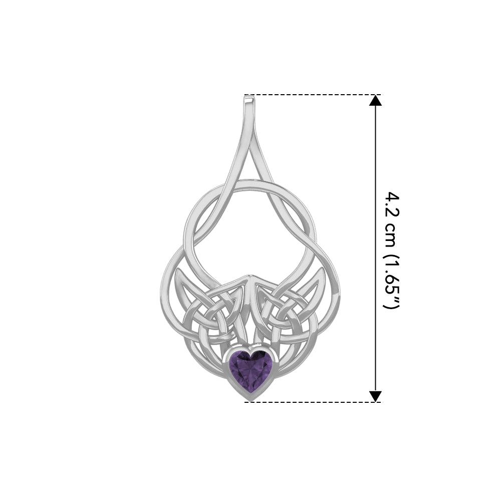 Celtic Knotwork Silver Pendant with Heart Gemstone TPD5292