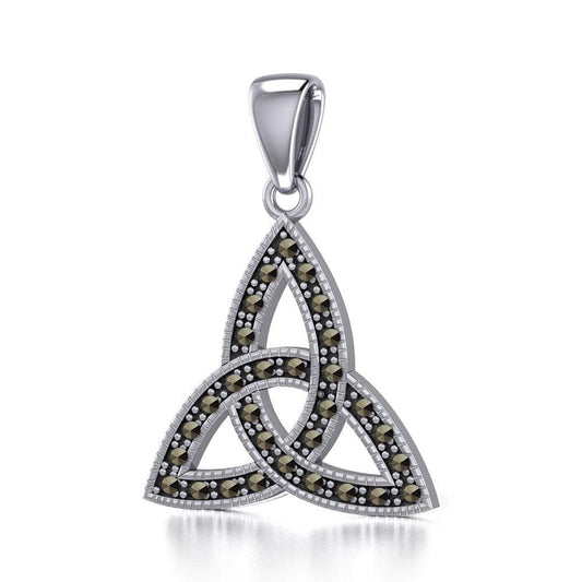 Sterling Silver Celtic Trinity Knot Pendant with Marcasite TPD5318
