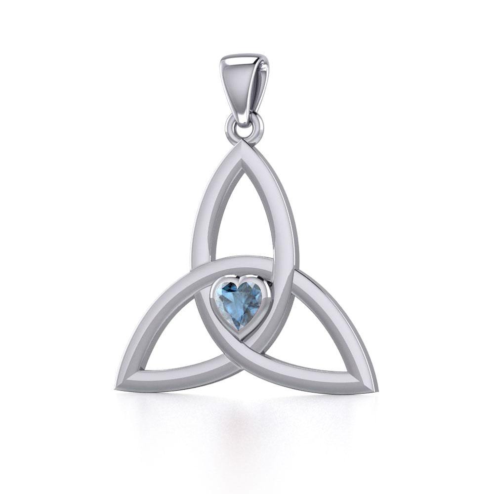 The Celtic Trinity Knot Silver Pendant with Heart Gemstone TPD5342