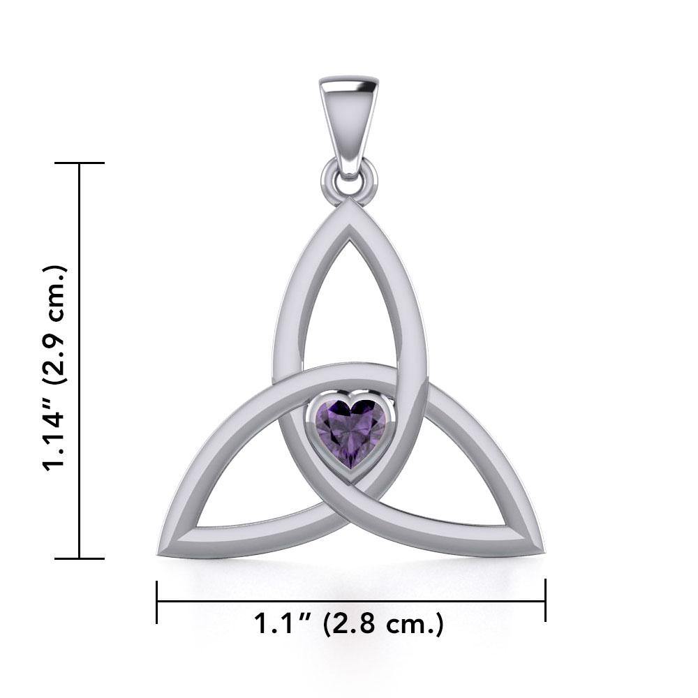 The Celtic Trinity Knot Silver Pendant with Heart Gemstone TPD5342
