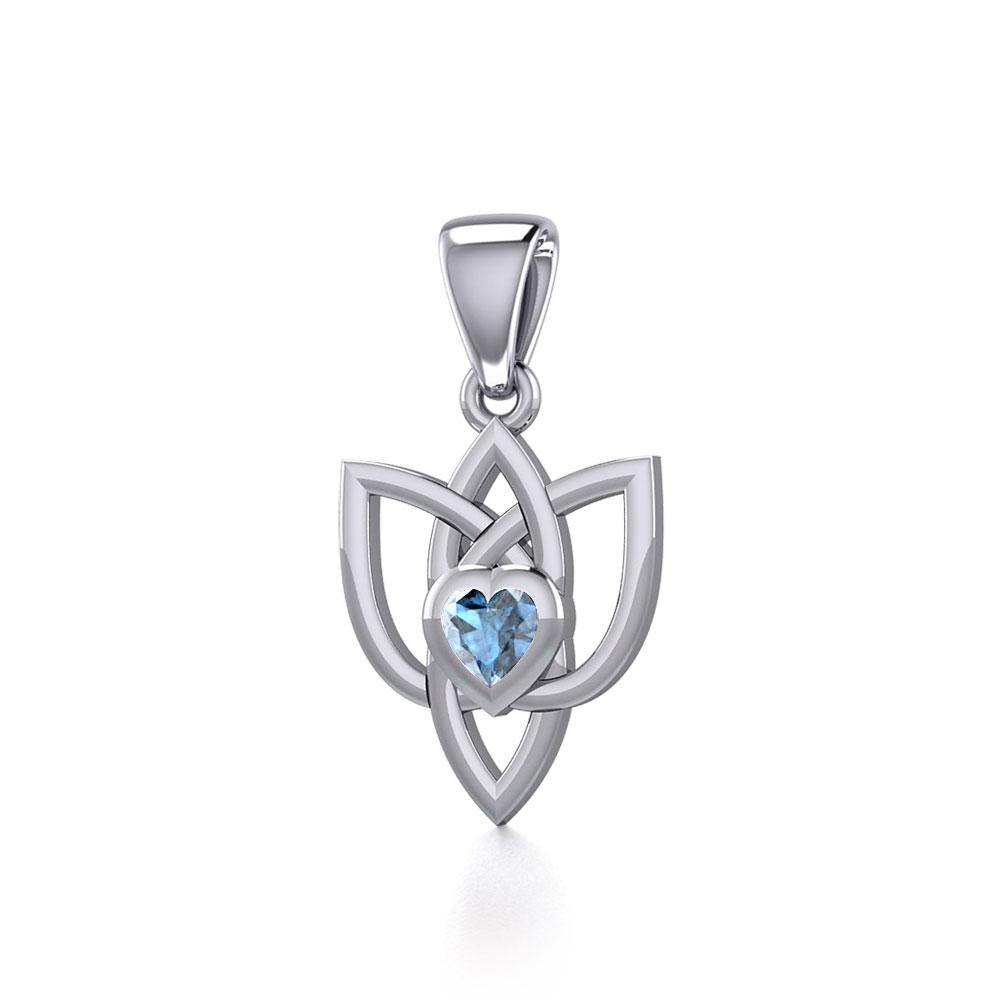 Celtic Knotwork Silver Pendant with Heart Gemstone TPD5354