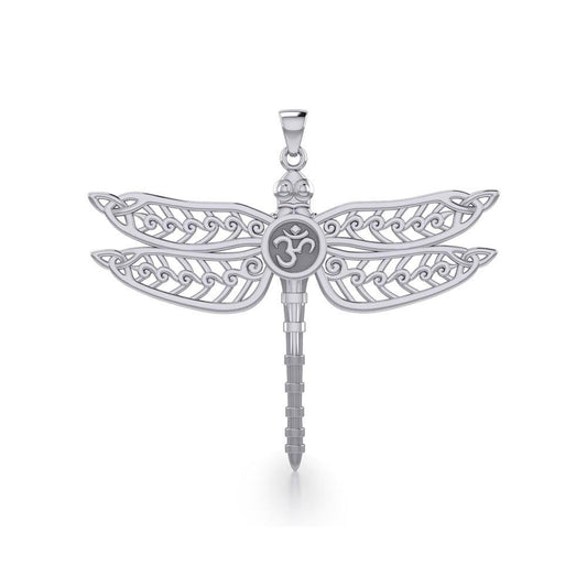 The Celtic Dragonfly with Om Symbol Sterling Silver Pendant TPD5384