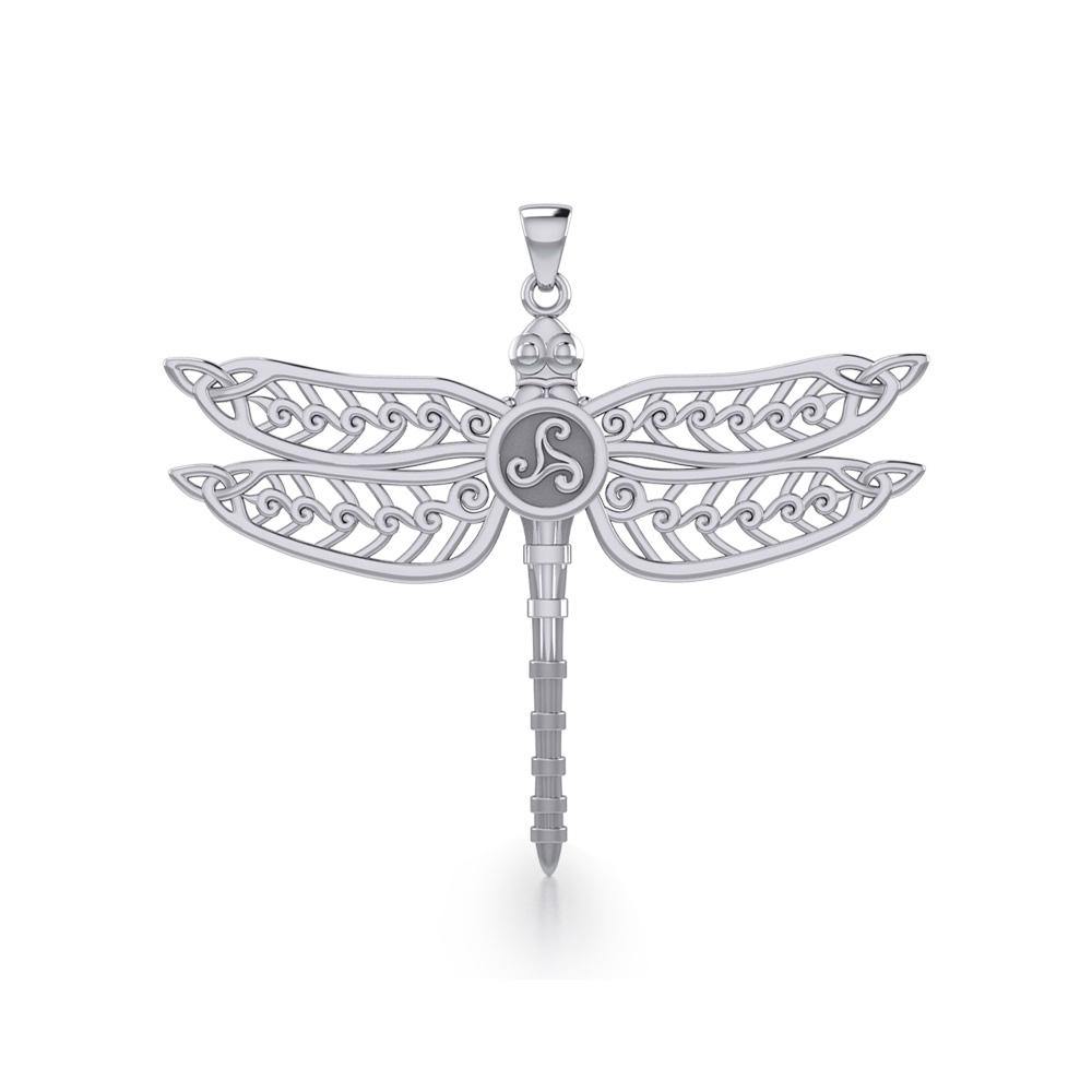 The Celtic Dragonfly with Triskele Sterling Silver Pendant TPD5385
