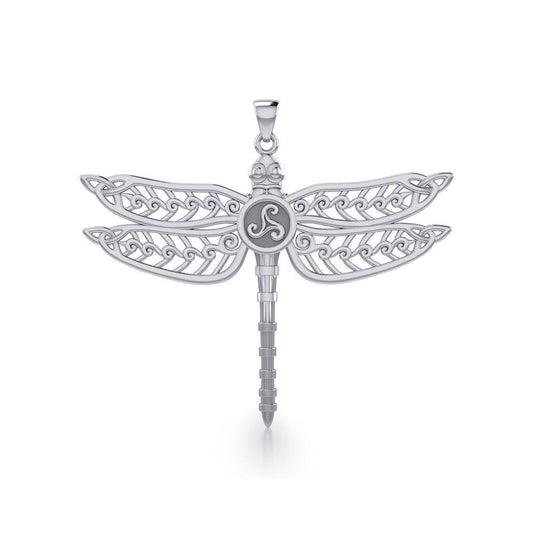 The Celtic Dragonfly with Triskele Sterling Silver Pendant TPD5385