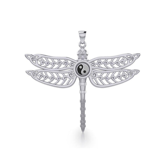 The Celtic Dragonfly with Yin Yang Symbol Sterling Silver Pendant TPD5387