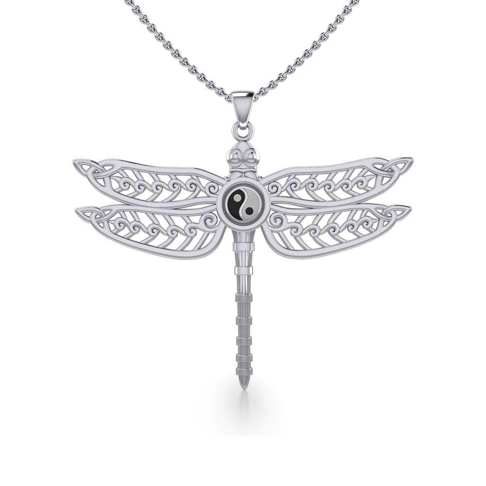 The Celtic Dragonfly with Yin Yang Symbol Sterling Silver Pendant TPD5387